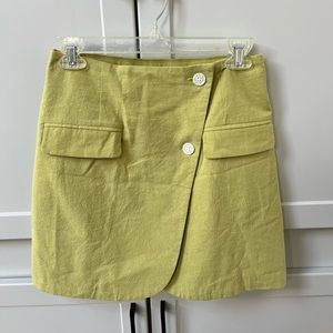 Nastygal lime green buttoned skirt, size 4